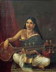 Ung kvinde med en Veena